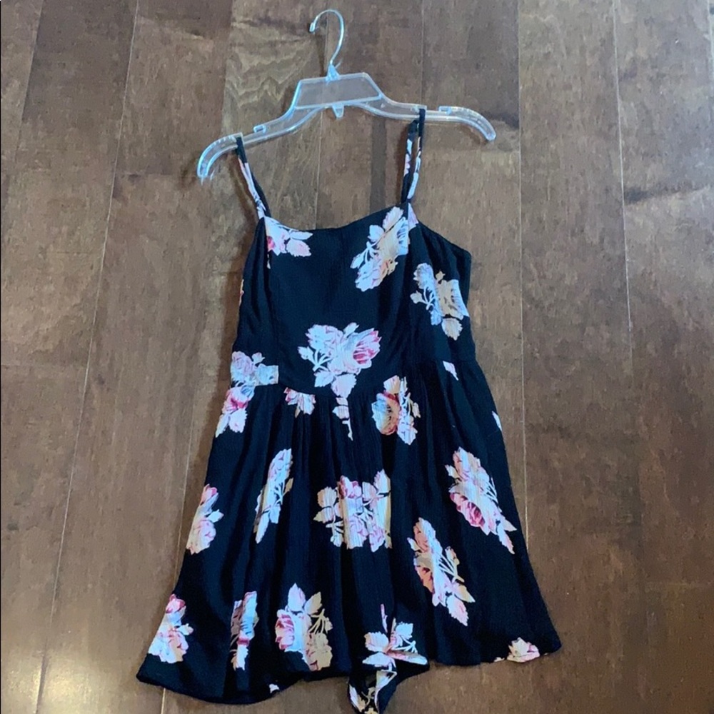Black floral romper